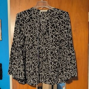 Michael Kors Black and White Patterned Blouse